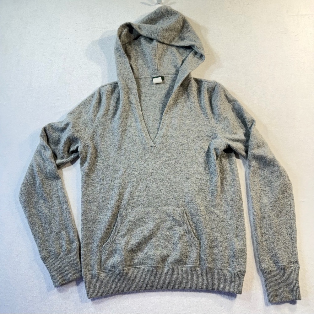 J. Crew Merino Wool Blend Hoodie, Heather Gray, Size M